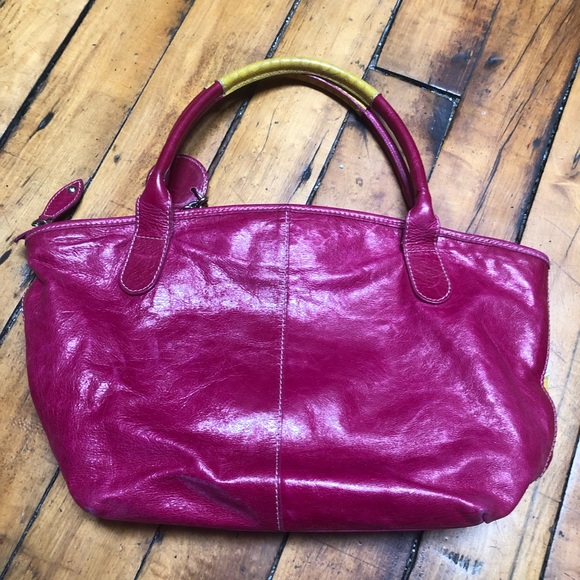 Claudia Firenze Italian leather handbag, Pink, White & Yellow - Picture 5 of 8